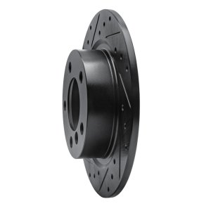 Mini Cooper Paceman Brake Rotor (1) - Rear Left - R1 Concepts - Drilled & Slotted - Black - `11-`16